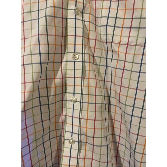 Lands End Mens Multicolor Tattersall Plaid Classic Button Down Shirt Size 34-35 - Picture 2 of 11